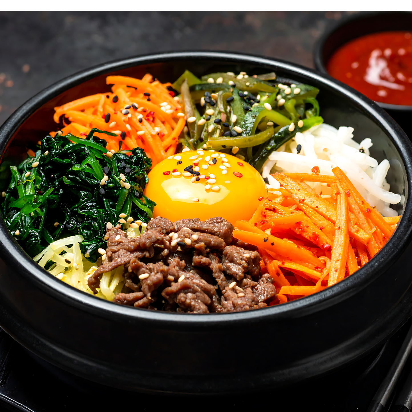 BiBimBap: Korean Rice Bowl with Beef and Mushroom Bulgogi